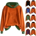 thumbnail image 1 of yoeyez Halloween Hoodies for Women Pumpkin Raglan Sleeve Hooded Sweatshirts Color Block Fall Fashion Pullover Tops Green,S, 1 of 6