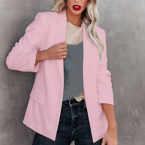 ZVAVZ Holiday Deals Saving!Casual Blazer for Women Fall Stretch Lapel Collar Brazer Open Front Long Sleeve Cardigan Coat Dressy Work Office Jackets Blazer Tweed Blazers for Women