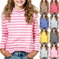 thumbnail image 1 of ZVAVZ Kid's Striped Long Sleeve T-Shirt Cotton High Neck Tops Fashion Lounge Tee Shirts Toddlers Lightweight Casual Soft Tees Yellow 6-7Years, 1 of 5