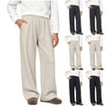 thumbnail image 1 of ZVAVZ Kids Wide Leg Sweatpants High Waist Knit Pants Solid Casual Athletic Sweatpants Fashion Back to School Baggy Sweatpants Beige 5-6 Years, 1 of 10