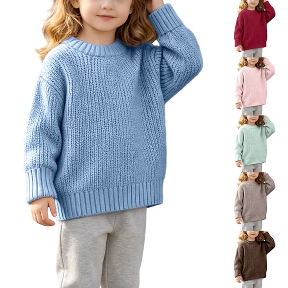 ZVAVZ Knit Sweaters for Toddler Oversized Long Sleeve Crew Neck Sweater Baby Boys Girls Winter Basic Pullover Tops Coffee 6 Months