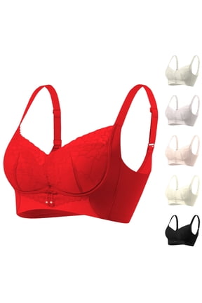 Lace Adjustable Spaghetti Strap Bras for Women Solid Wireless Push Up Bra Full Coverage Bras with Drawstring Bow Black 75C