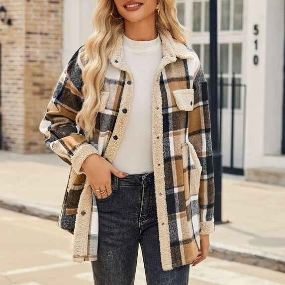 ZVAVZ Lightning Deals Of The Day Womens Flannel Shacket Jacket Plaid Flannel Shirts for Women Loose Fit Boyfriend Button Down Shirt Long Sleeve Casual Flannel Blouse Tops Plaid Shacket Women Long