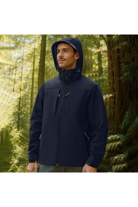 Men's Fishing Rain Jackets Zip Up Windbreakers with Multi Pockets Fashion Hiking Running Jackets Waterproof Camping Cargo Jacket Blue L