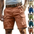 thumbnail image 1 of ZVAVZ Men's Hiking Cargo Shorts Casual Lightweight Stretch Shorts with Multi Pockets Cotton Linen Pants Outdoor Relaxed Fit Active Shorts, 1 of 7