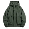 thumbnail image 1 of ZVAVZ Men's Oversized Hooded Rain Jacket Softshell Windproof Jackets Lightweight Waterproof Jacket with Zipper Pockets Outdoor Hiking Windbreakers Army Green XL, 1 of 5
