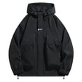 thumbnail image 1 of ZVAVZ Men's Oversized Hooded Rain Jacket Softshell Windproof Jackets Lightweight Waterproof Jacket with Zipper Pockets Outdoor Hiking Windbreakers Black L, 1 of 5
