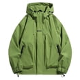 thumbnail image 1 of ZVAVZ Men's Oversized Hooded Rain Jacket Softshell Windproof Jackets Lightweight Waterproof Jacket with Zipper Pockets Outdoor Hiking Windbreakers Green S, 1 of 5