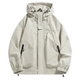 thumbnail image 1 of ZVAVZ Men's Oversized Hooded Rain Jacket Softshell Windproof Jackets Lightweight Waterproof Jacket with Zipper Pockets Outdoor Hiking Windbreakers White S, 1 of 5