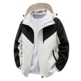 thumbnail image 1 of ZVAVZ Mens Color Block Rain Jacket Lightweight Zip Up Windbreakers Casual Waterproof Hooded Jackets Climbing Hiking Ski Jacket White XXXXL, 1 of 4