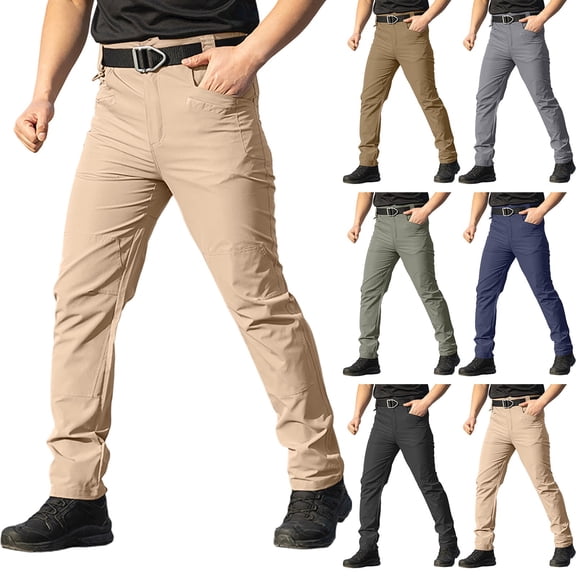 ZVAVZ Mens Outdoor Cargo Pants Water Resistant Performance Pants Lightweight Stretchy Ripstop Hiking Pants with Multi Pockets Gray XXL