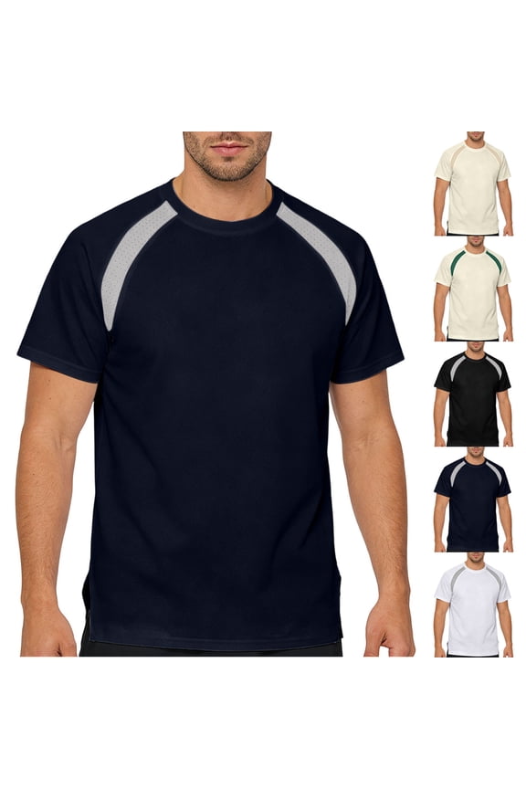 Mens Side Split Tops Moisture Wicking Short Sleeve T-shirts Crew Neck Breathable Athletic Tees Summer Running Workout Tee Shirts White XXXL