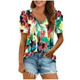 thumbnail image 1 of ZVAVZ Plus Size Tops for Women, Ladies Pleated V-Neck Tees Shirts Casual Tunic Summer Loose Fit Short Sleeve Tops, 1 of 6