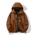 thumbnail image 1 of ZVAVZ Rain Coats for Men Zip Up Hooded Rain Jacket Lightweight Cargo Jackets with Zipper Pockets Casual Hiking Waterproof Windbreakers Coffee XXXXL, 1 of 9