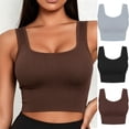 thumbnail image 1 of ZVAVZ Ribbed Knit Bras for Women Wide Shoulder Strap Sports Bra Cropped Padded Tank Tops High Impact Running Yoga Athletic Seamless Bralettes Gray M, 1 of 6