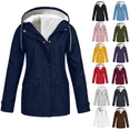 thumbnail image 1 of ZVAVZ Sacos De Mujer Para Vestir Elegantes,Womens Plus Size Fleece Lined Rain Jackets Waterproof with Hood Windbreaker Outerwear Outdoor Hooded Trench Coats,Oversized Leather Jacket Women, 1 of 6