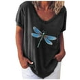 thumbnail image 1 of ZVAVZ Spring Shirts for Women 2025 Trendy - Womens Dragonflies Print Tunic Spring 2025 Trendy Tees Shirts Short Sleeve Tops, 1 of 5