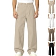 thumbnail image 1 of ZVAVZ Straight Wide Leg Dress Pants for Men Cotton Flat Front Baggy Pants Fashion Outdoor Casual Daily Pants with Pockets Black XS, 1 of 10