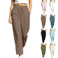 thumbnail image 1 of ZVAVZ Gauze Pants for Women Beach Vacation Pants Lightweight Breathable Casual Loose Fit Drawstring Trousers with Pockets Brown S, 1 of 7