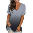 thumbnail image 1 of ZVAVZ Summer Shirts for Women 2025 Trendy V Neck Short Sleeve T Shirts Drop Tail Hem Loose Fit Tunic Tops Causal Dressy Plus Size Blouses, 1 of 7