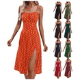 thumbnail image 1 of ZVAVZ Sundresses for Women 2025 Vacation,Ladies Summer Fashion Polka Dots Sling Sundress Sleeveless Casual Split Beach Swing Dresses Blue,2XL, 1 of 7