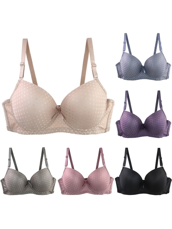 T Shirt Bra for Women Polka Dot Underwire Bra Smoothing Adjustable Spaghetti Strap Bra Fashion Daily Lounge Sleep Bras Black 95C