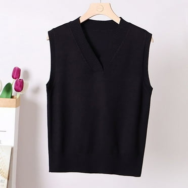 ZVAVZ Today Sweater Vest for Women V-Neck Solid Knit Sweater Vest Slim Fit Sleeveless Preppy Style School Uniform Knitted Pullover Vest Plus Size Sweaters for Women