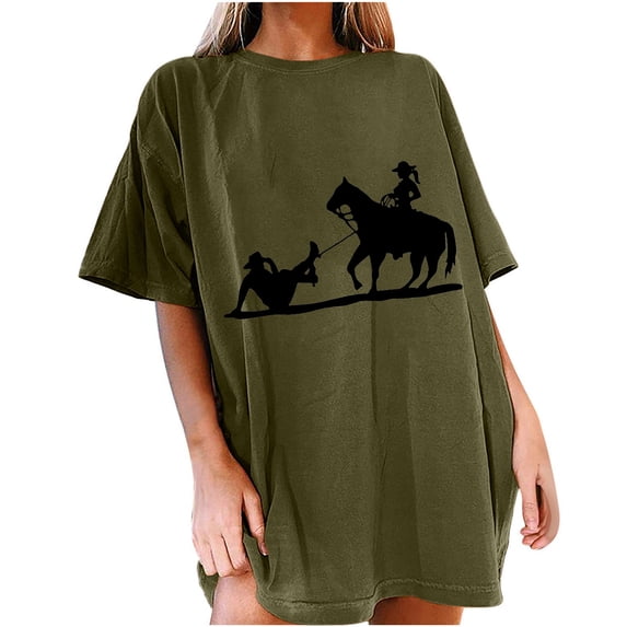 ZVAVZ Tunic Tops To Wear with Leggings Womens Round Neck Casual Print T-Shirt Short Sleeve Tops Cozy Soft Loose Fit Tee