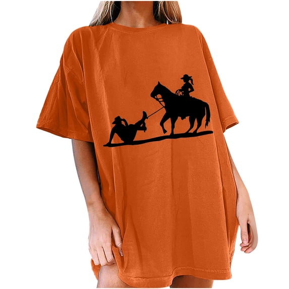 ZVAVZ Tunic Tops To Wear with Leggings Womens Round Neck Casual Print T-Shirt Short Sleeve Tops Cozy Soft Loose Fit Tee