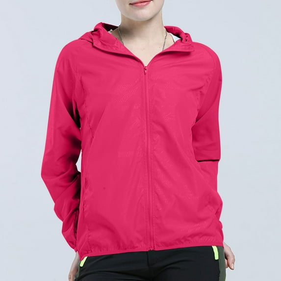 ZVAVZ Up to 50% off fashion Lightweight Windbreaker Jackets for Women Outdoor Sun Protection Hooded Hiking Coats Lightweight Long Sleeve Sun Shirt With Pocket