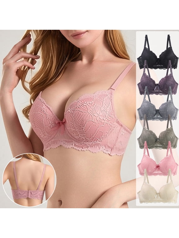V Neck Lace Bra for Women Adjustable Spaghetti Strap Lace Underwire Bralettes Fashion Unlined Lingerie Bras Black 85C