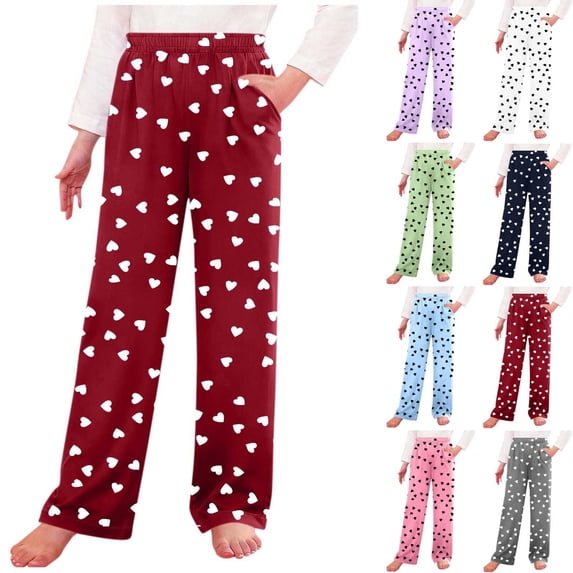 ZVAVZ Valentine's Day Pants for Boys Girls Wide Leg Sweatpants Kids Elastic Waist Sports Trousers with Pockets Gray,11-12 Years