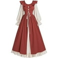 thumbnail image 1 of ZVAVZ Victorian Costumes for Women Medieval Wedding Guest Faire Dress Ruffle Maxi Dresses Red,M, 1 of 4