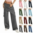 thumbnail image 1 of ZVAVZ Women's Relaxed Fit Fleece Open Bottom Sweatpants with Multiple Pockets Casual High Waist Loose Cargo Sweatpant Dark Gray,XXL, 1 of 6