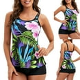 thumbnail image 1 of ZVAVZ Women's Tankini Set Swimsuit with Tummy Control Swim Shorts Floral Print, 2-Piece, Plus Size, 1 of 7