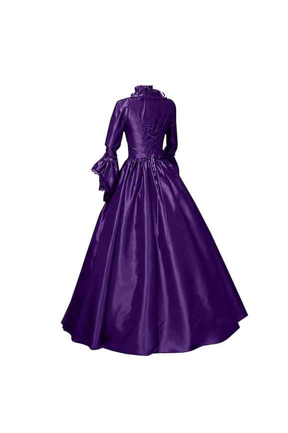 Women's Victorian Rococo Dress Vintage Long Party Costume Flare Sleeve Medieval Ball Gown Lace Patchwork Gothic Dress Masquerade Theme Dresses Purple,4XL