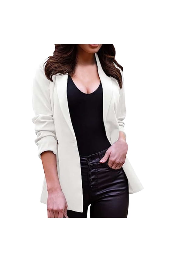 Womens Clothes Sale Elegant Blazers for Women Business Lapel Button Office Blazer Casual Solid Open Front Cardigan Fashion Long Sleeve Suit Jacket Petite Blazers for Women