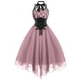 thumbnail image 1 of ZVAVZ Womens Gothic Steampunk Dress Plus Size Sleeveless Lace Trim Dress Flowy Chiffon Goth Corset Dress Plus Size Cocktail Dresses for Weddings Pink,L, 1 of 3