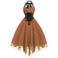 thumbnail image 1 of ZVAVZ Womens Medieval Dress Vintage Gothic Party Cocktail Dresses Elegant Sexy Sleeveless Corset Costume Halloween Elegant Queen Dress Orange,M, 1 of 3
