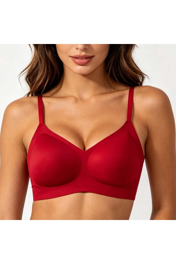 Womens Push Up Bras Wireless Seamless Bralettes T Shirt Smoothing Bras Comfortable Full Coverage Bra Butter Soft Daily Bras Red XL