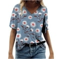 thumbnail image 1 of ZVAVZ Womens Tops Dressy Casual Cute Summer Tops for Women Plus Size Blouses V Neck Short Sleeve T-Shirt Dressy Casual Loose Fit Tunic Tees Blusas Casuales De Mujer, 1 of 5