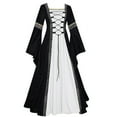 thumbnail image 1 of ZVAVZ Womens Wedding Guest Medieval Costume Dress Flare Sleeve Lace up Over Long Dresses Irish Fairy Wedding Guest Dress for Black,5XL, 1 of 5