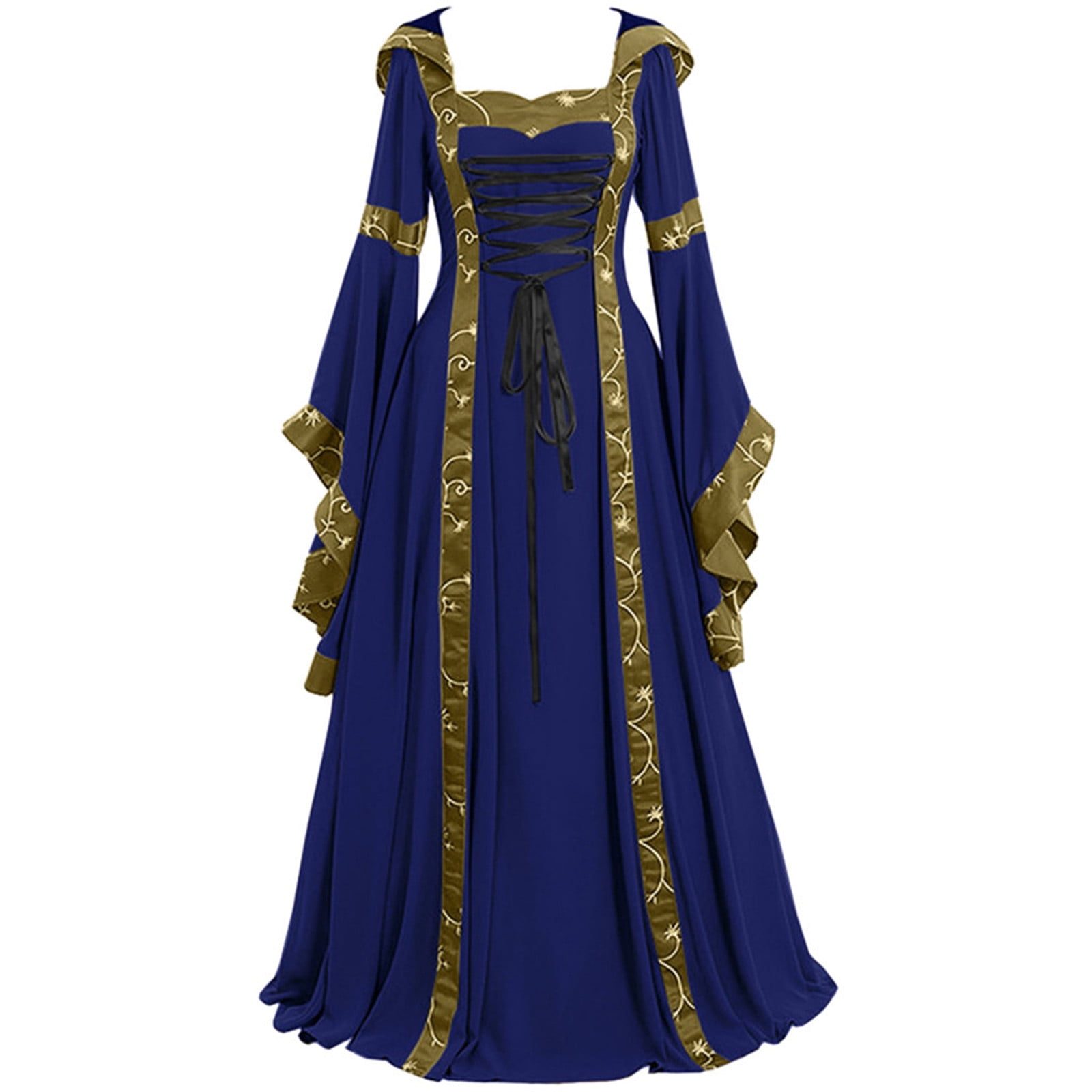 ZVAVZ Womens Wedding Guest Medieval Costume Dress Flare Sleeve Lace up Over  Long Dresses Irish Fairy Wedding Guest Dress for Blue,3XL - Walmart  Business Supplies