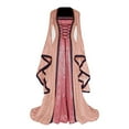 thumbnail image 1 of ZVAVZ Womens Wedding Guest Medieval Costume Dress Flare Sleeve Lace up Over Long Dresses Irish Fairy Wedding Guest Dress for Pink,5XL, 1 of 6