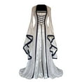 thumbnail image 1 of ZVAVZ Womens Wedding Guest Medieval Costume Dress Flare Sleeve Lace up Over Long Dresses Irish Fairy Wedding Guest Dress for White,L, 1 of 3