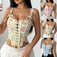 thumbnail image 1 of ZVAVZ corset tops for women plus size Renaissance Costume Overbust Floral Lace Up Vintage Bustier Bodice Shapewear Top Blue,M, 1 of 4