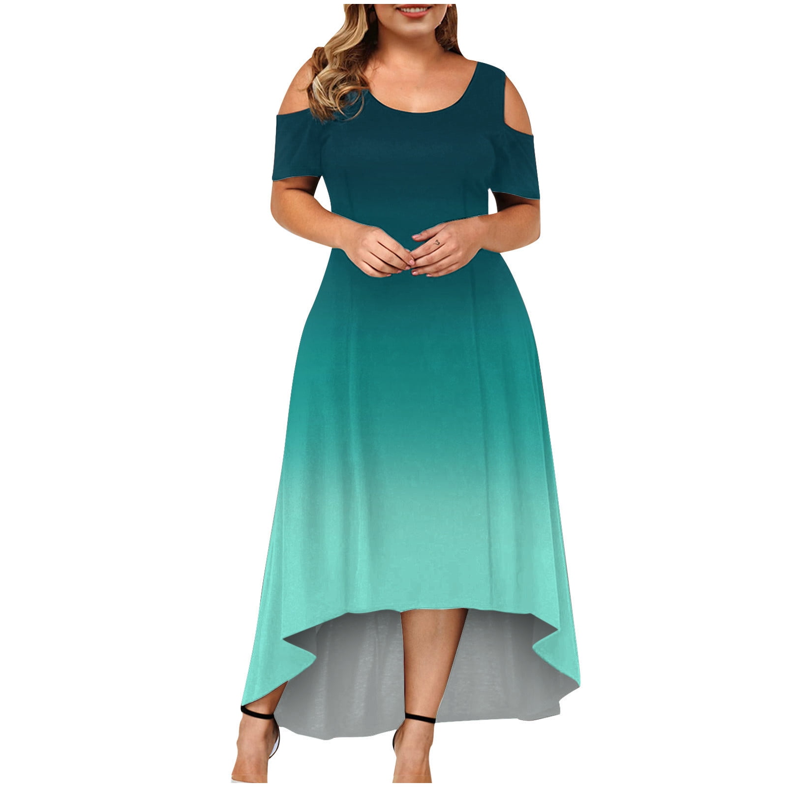 ZVAVZ holiday dresses for women 2025 plus size, Women's Plus Size Dress  Short Sleeve Cold Shoulder Formal Party Evening Long Dress Wedding Guest  Maxi Dress burgundy/red dresses - Walmart Business Supplies