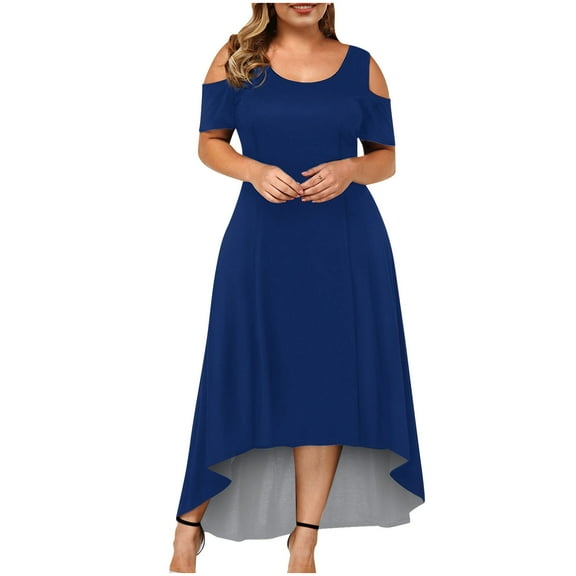 ZVAVZ vestidos formales para mujer, Maxi Dresses for Women Wedding Guest Elegant Sexy Cold Shoulder Party Dress Short Sleeve Round Neck Lace Dress vestido boda invitada