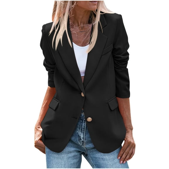 ZVNAΖH 2 Button Blazer Jackets for Women Lightweight Slim Fit Jackets with Padded Shoulder for Business Casual
