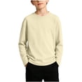 thumbnail image 1 of ZVNAΖH Boys Long Sleeve Shirt, Crewneck Basic Cotton Tee, Casual School Everyday Wear, 2-13Y, 1 of 6